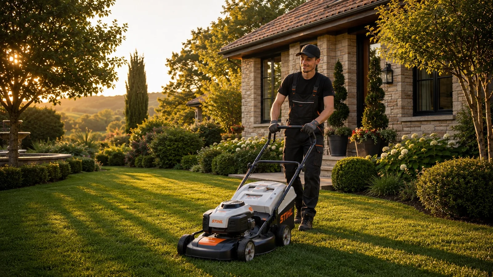 Tonte de pelouse à Pau – JM Multiservices Tonte de pelouse par JM Multiservices dans un jardin paysager à Pau